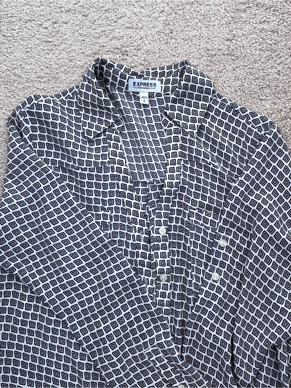 Express Black & White Geometric Print Button-Up
